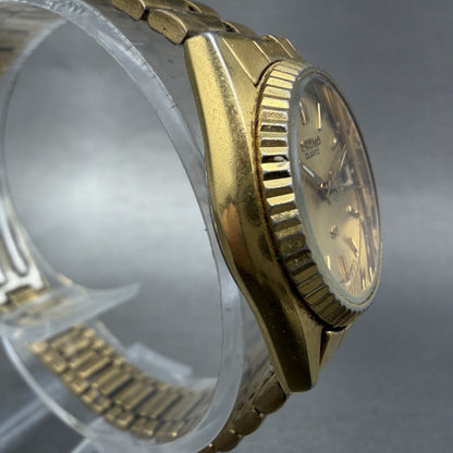 Seiko SQ Watch Women 24mm Gold Dial Gold Tone Daydate Round 3E23-0A60 NewBatt HG3