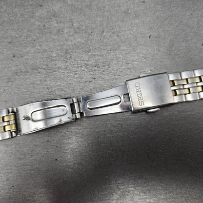 Seiko Bracelet 18mm Stainless Steel Two Tone Tri Folding Clasp VTG Japan 4A4K2C116