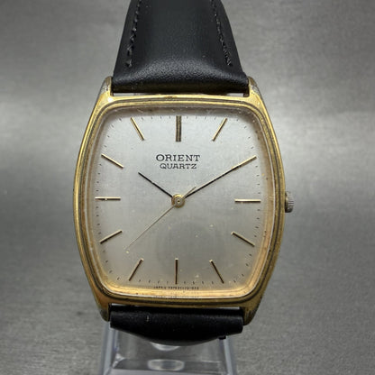 Orient Watch Men 30mm Silver Dial Gold Tone Rectangle LM97541720 New Battery0