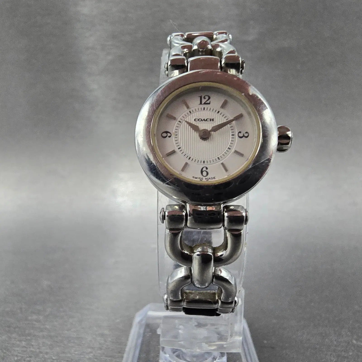 Coach Watch Women 22mmm Silver Dial Steel Round Leather W024PARTS8