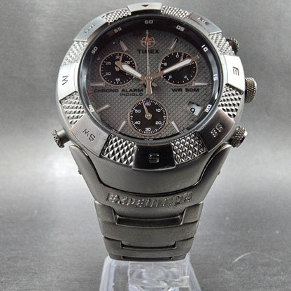 Timex Expedition Chronograph Watch Men 40mm Gray Dial Steel Date Alarm New Batt5