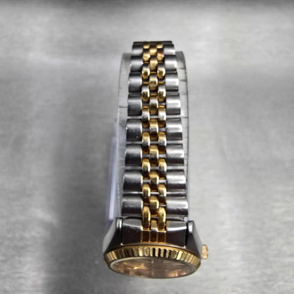 Seiko SQ Watch Women 24mm Gold Dial Two Tone Daydate Round 3E23-0A69 New Batt 894