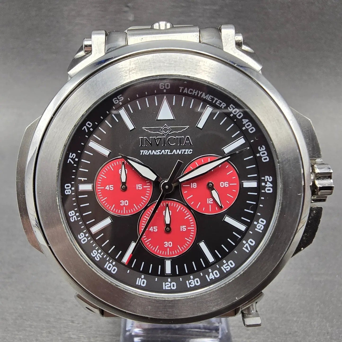 Invicta Reserve Transatlantic Chronograph Watch Men 54mm Red Dial Steel New Batt0