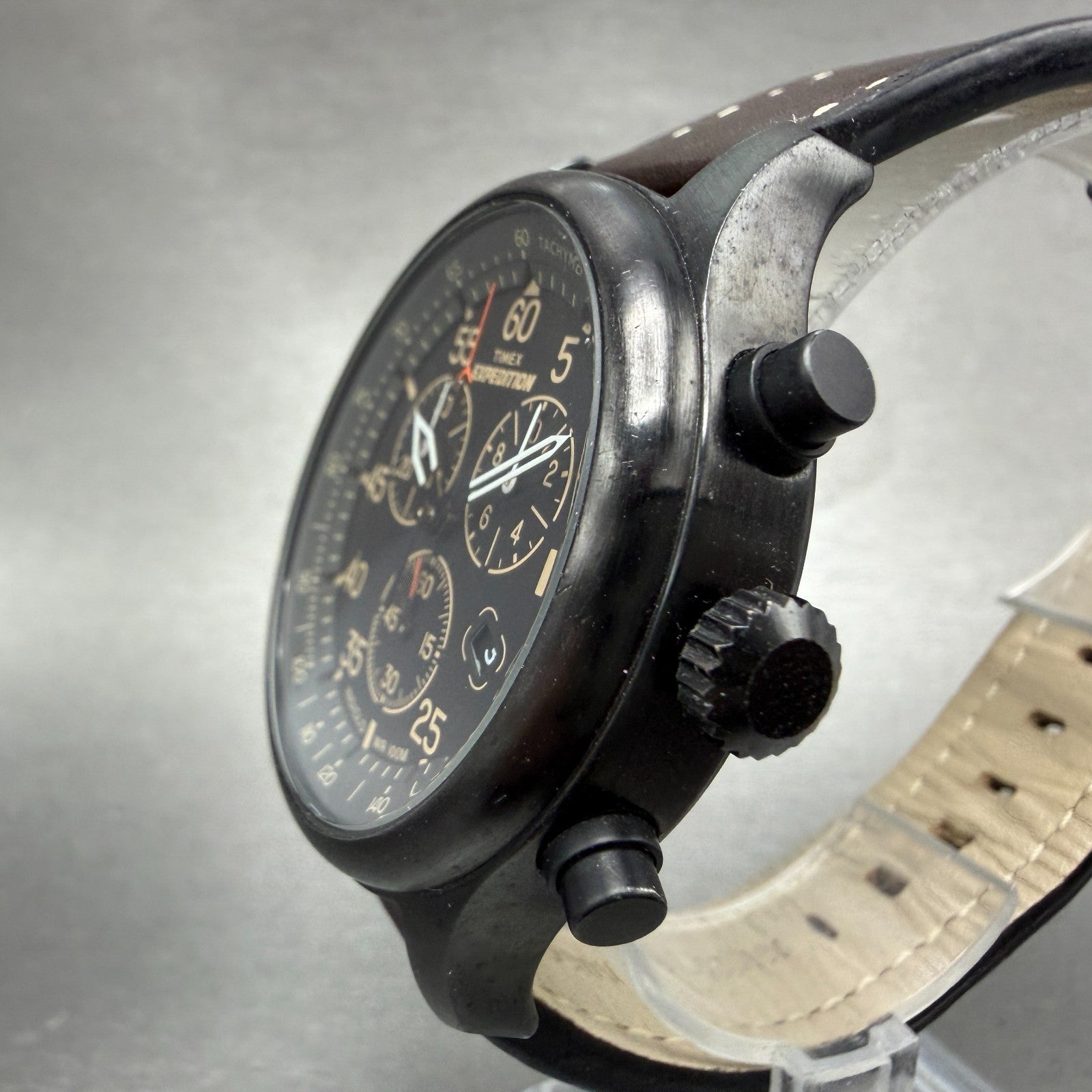Timex Expedition Field Chronograph Watch Men 43mm Black Dial Black Tone New BatA2