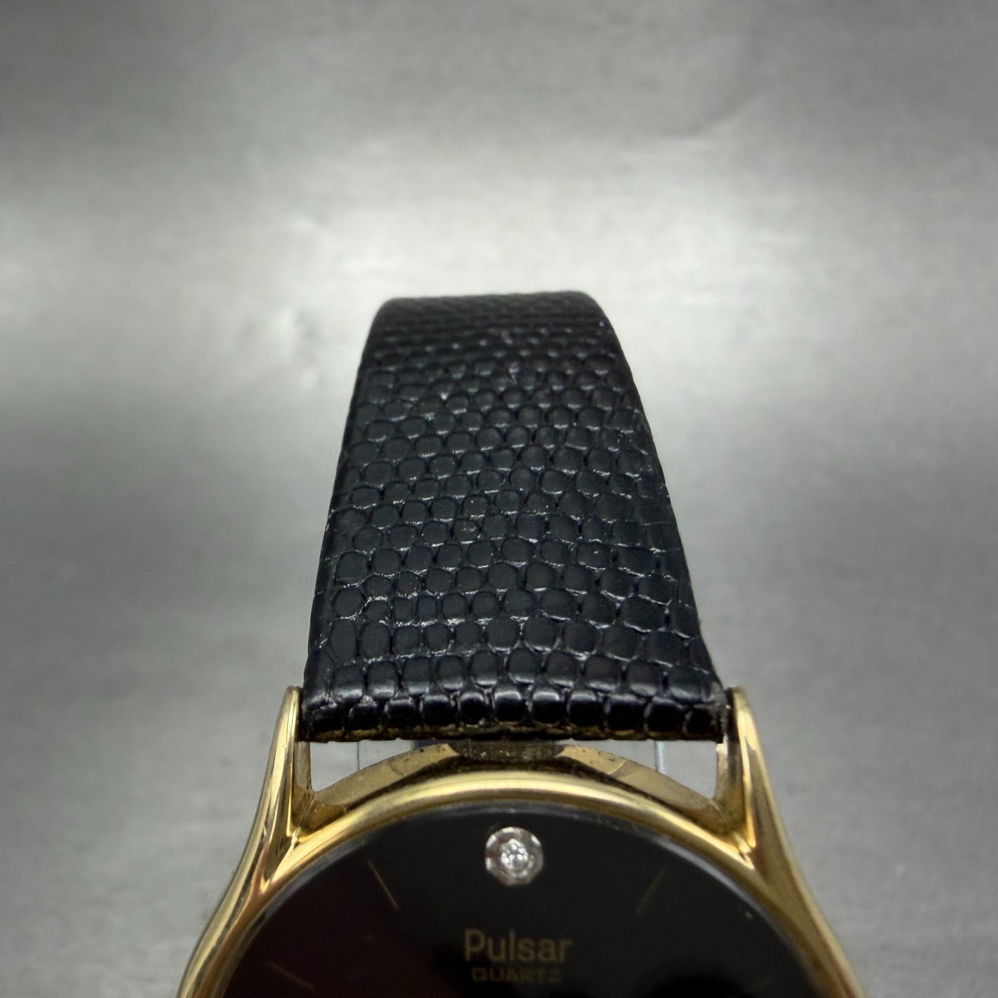 Seiko Pulsar Watch Men 31mm Black Dial Gold Tone Round Y100-7079 New Battery4
