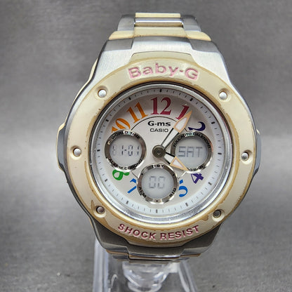 Casio BabyG MSG302C Watch Women 39mm White Dial Silver Analog Digital Works0