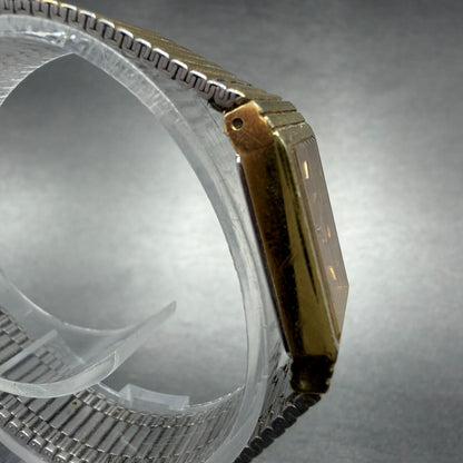 Seiko Tank Watch Women 17mm Gold Dial Gold Tone 1400-5070 Rectangle New Battery3