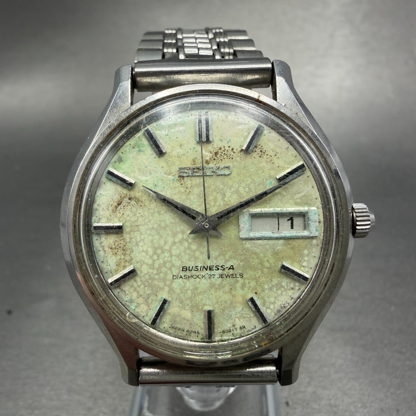 Seiko Business A Watch Men 37mm White Dial Silver Tone Daydate 8346-8000 PARTS0