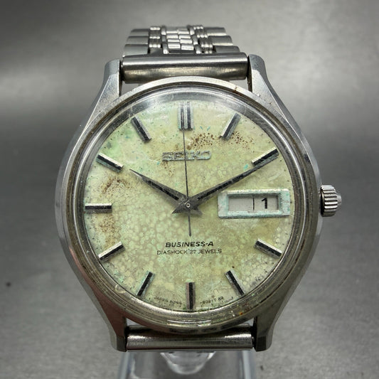 Seiko Business A Watch Men 37mm White Dial Silver Tone Daydate 8346-8000 PARTS0