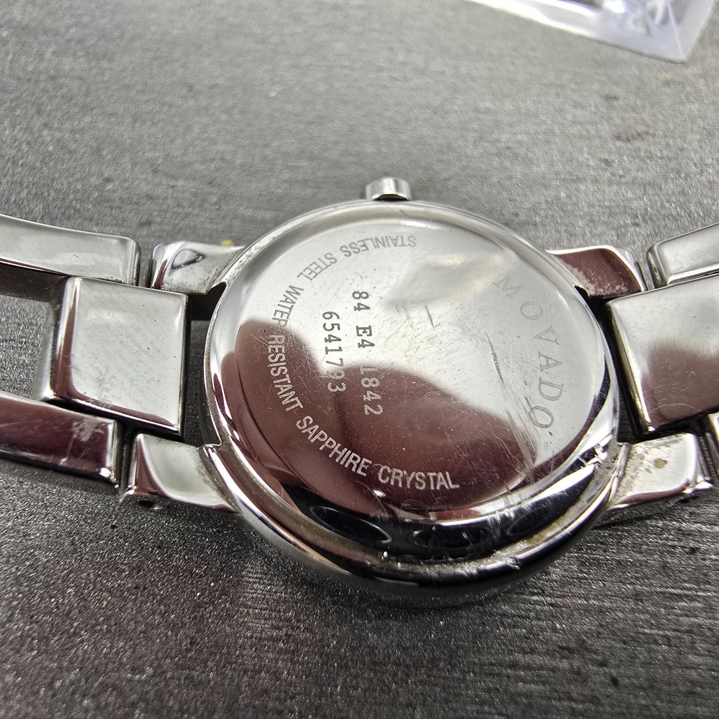 Movado Amorosa Watch Women 24m Black Dial Silver Tone 84 E4 1842 New Batt W/Box9