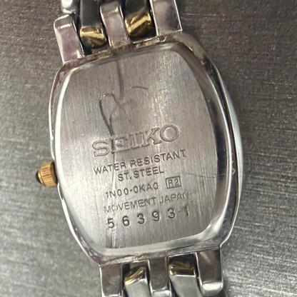 Seiko Watch Women 18mm White Dial Two Tone Oval 1N00-0KA0 New Battery10
