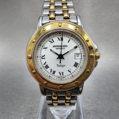 Raymond Weil Tango Watch Women 28mm White Dial Two Tone Date Round 5360 New Batt0
