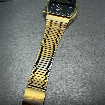 Citizen Analog Digital Watch Men 35mm Black Dial Gold Alarm Chrono 4-082699 PART15
