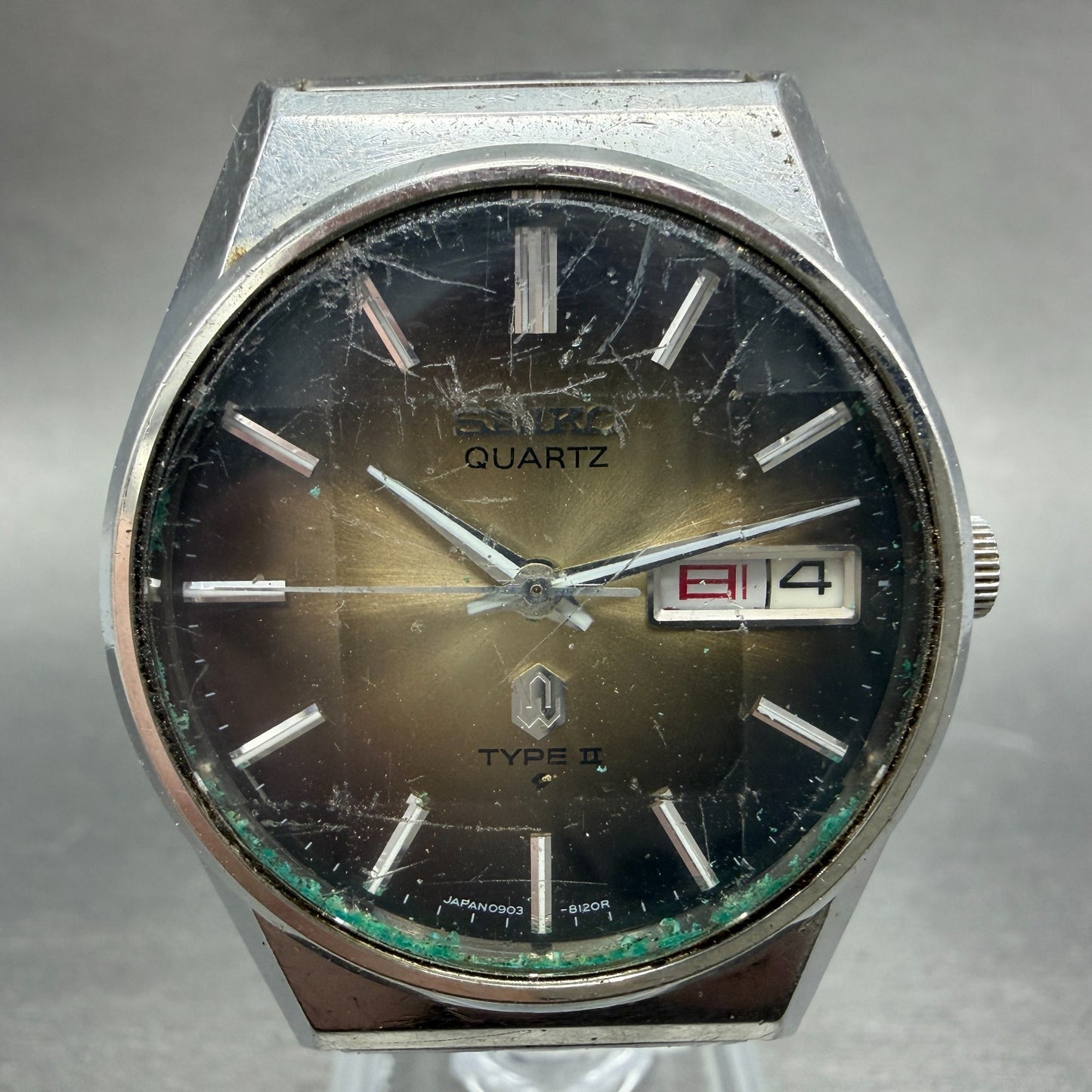 Seiko Type II Watch Men Brown 36mm Dial Silver Tone Daydate 0903-8140 NewBattery0