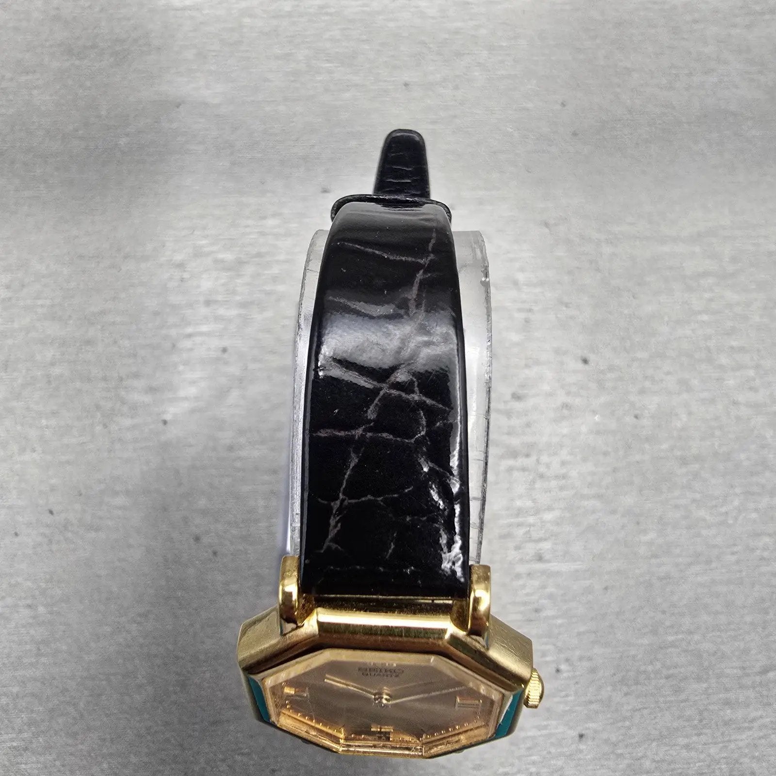 Seiko Watch Women 23mm Gold Dial Gold Tone Octagon 1N00-5D99 New Battery Vintage4