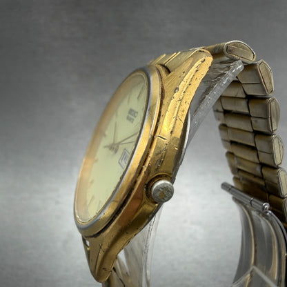 Seiko Watch Men 37mm Luminous Dial Gold Tone Daydate Round 7N43-9048 New Batt 7H2