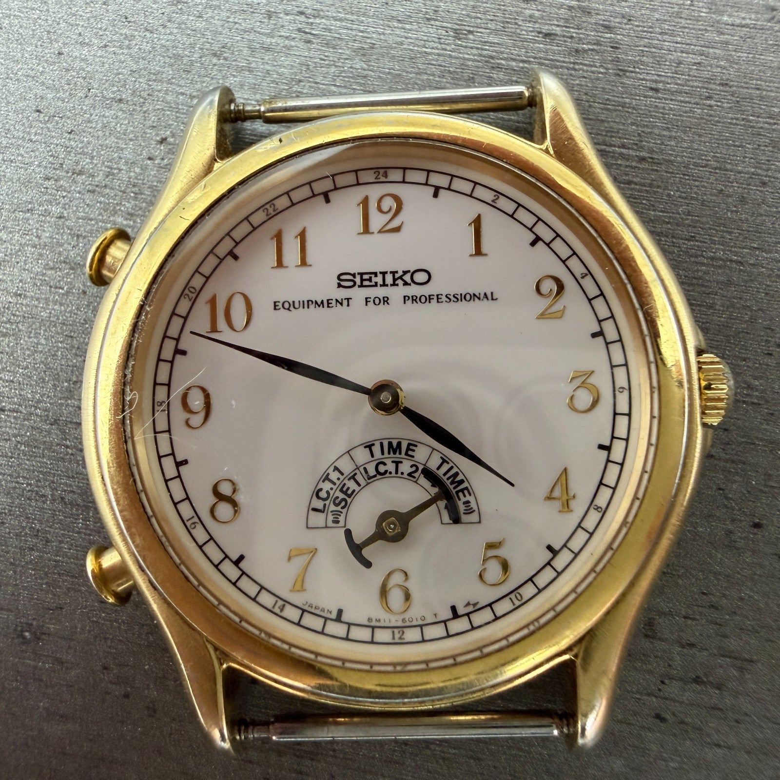 Seiko Equipment For Protentional Watch Men 35mm White Dial Gold Tone PARTS VTG2