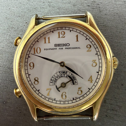 Seiko Equipment For Protentional Watch Men 35mm White Dial Gold Tone PARTS VTG2