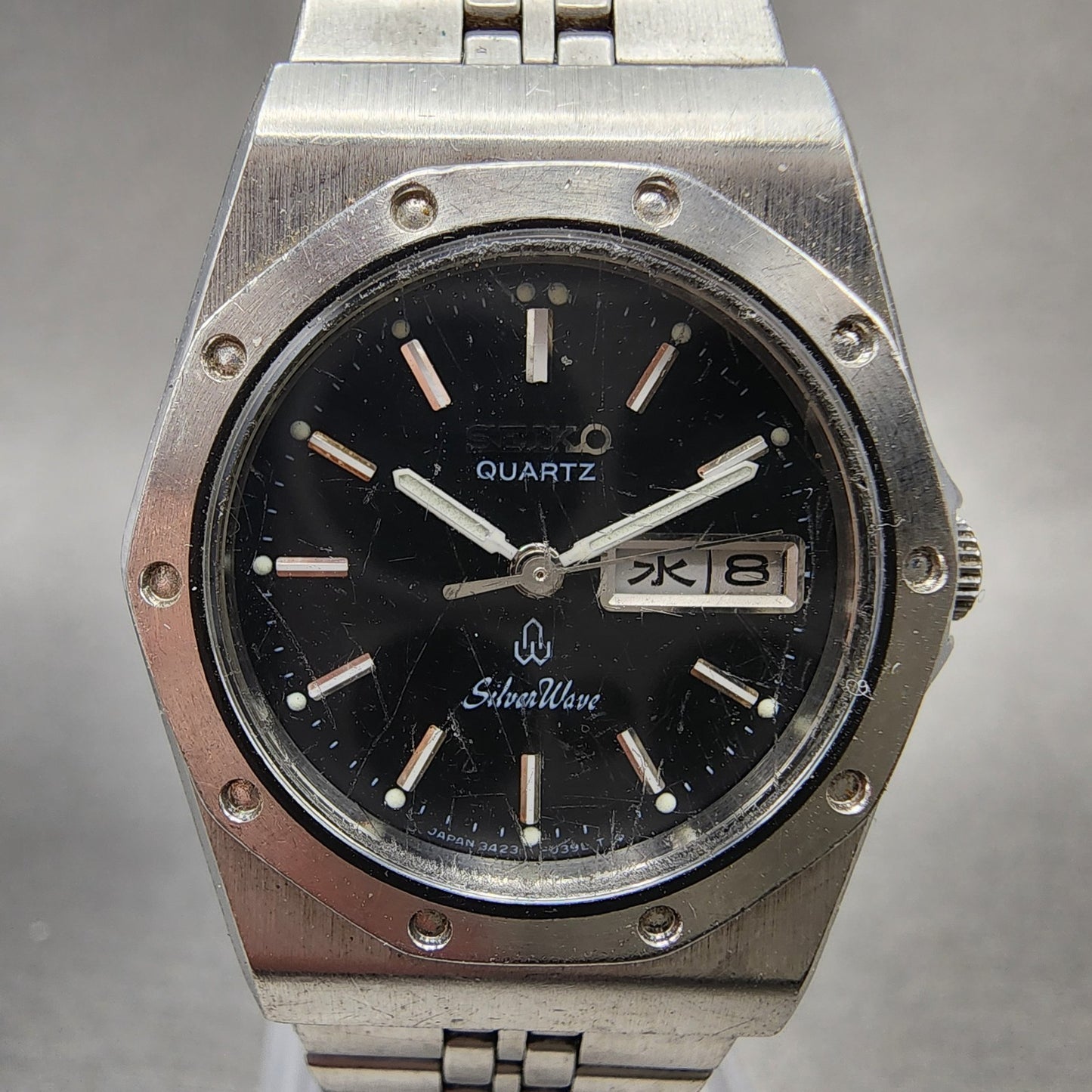 Seiko SilverWave Watch Women 26mm Black Dial Steel Daydate 34230180 New Battery1