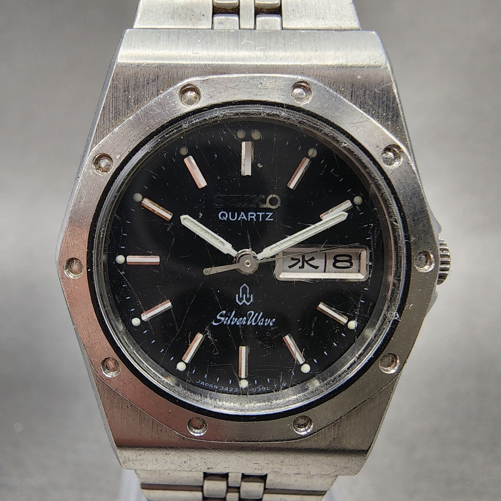 Seiko SilverWave Watch Women 26mm Black Dial Steel Daydate 34230180 New Battery1