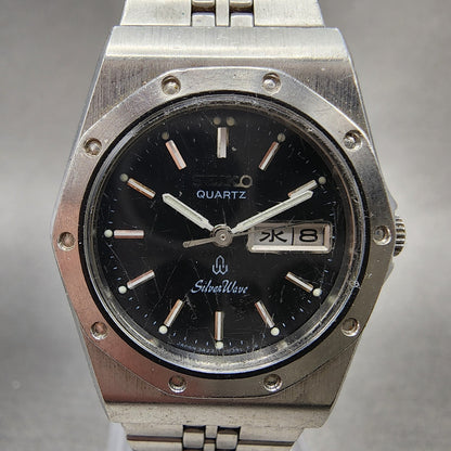 Seiko SilverWave Watch Women 26mm Black Dial Steel Daydate 34230180 New Battery1