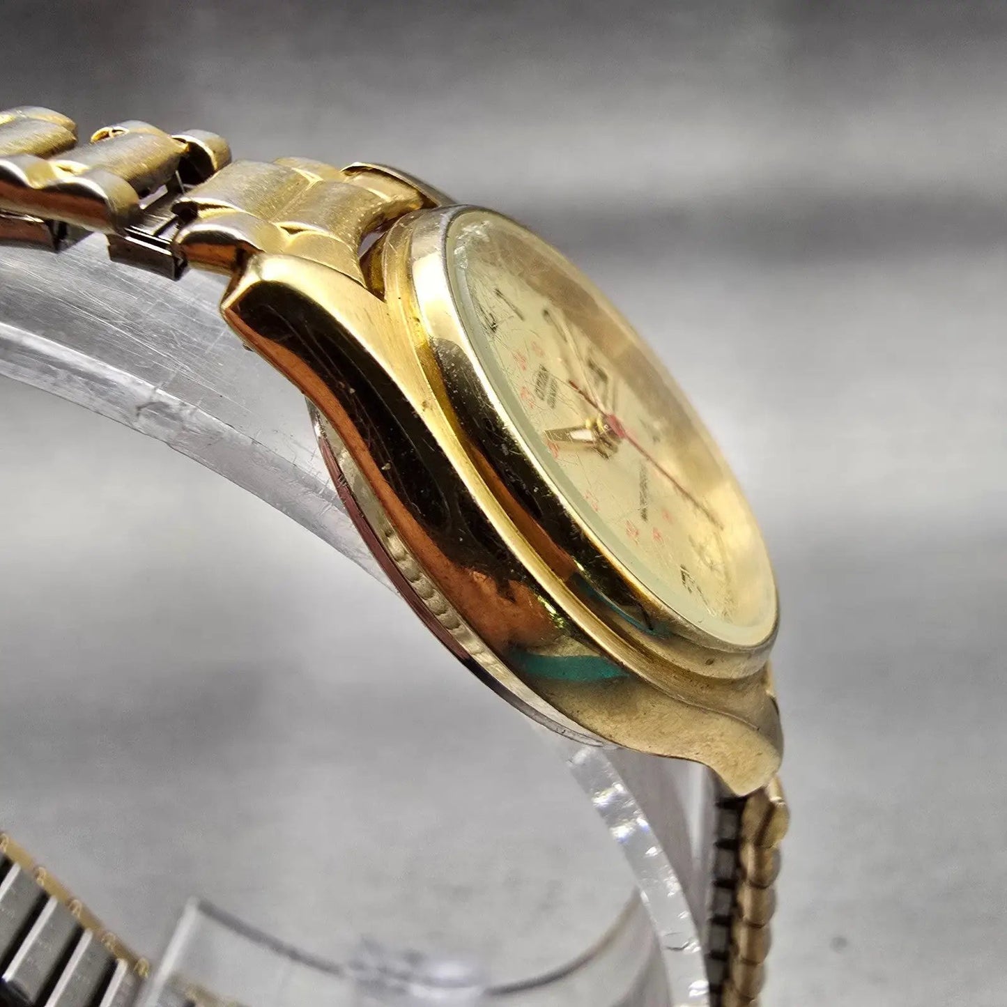 Citizen Watch Women 25mm Gold Dial Gold Tone Daydate Round 6000-S27182 New Batt3
