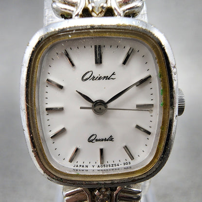 Orient Watch Women 18mm White Dial Silver Tone Rectangle A053Z540 New Battery1