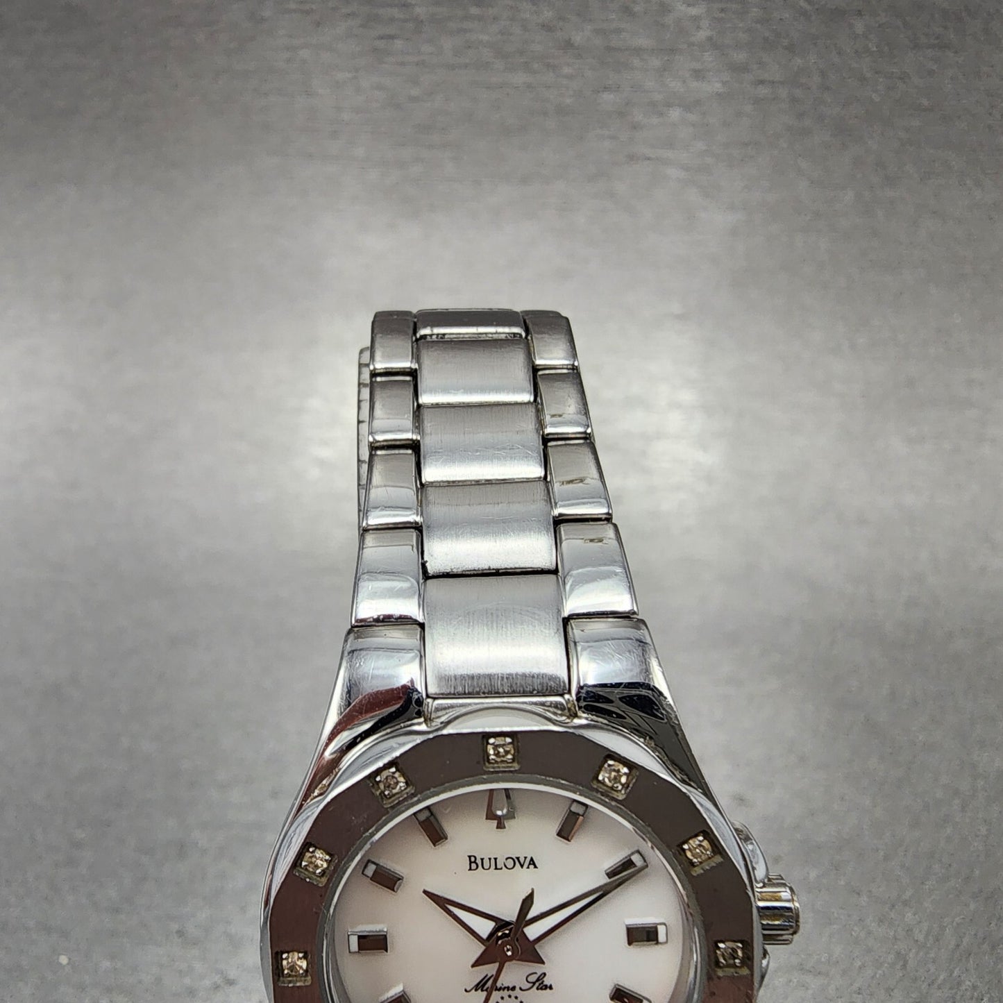 Bulova Marine Star Watch Women 25mm MOP Dial Silver Tone Date 96r24 New Battery4