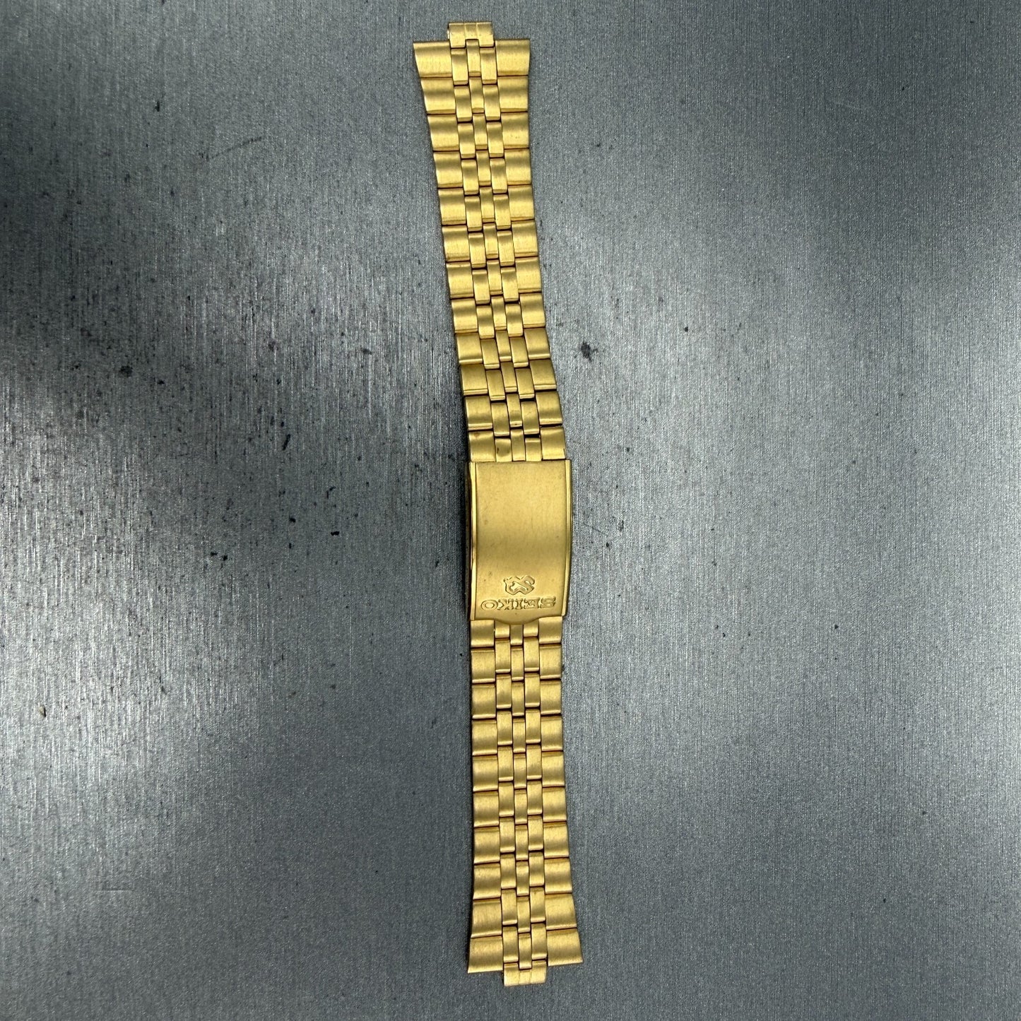 Seiko SQ Bracelet 20mm Stainless Steel Gold Tone Tri Folding Clasp VTG Japan GF30