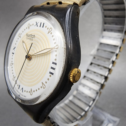Swatch Big Rock Watch Men 34mm White Dial Black Tone Round GM126 New Battery2