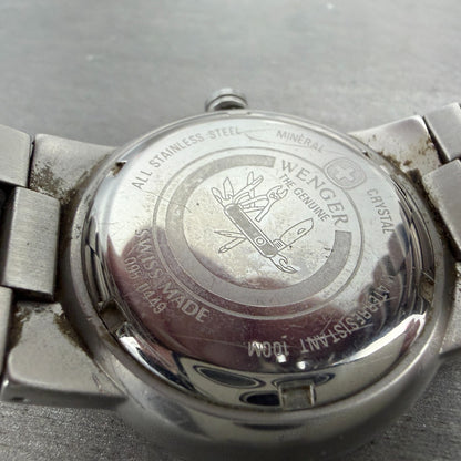 Wenger Dive Watch Men 39mm White Dial Silver Tone Date SMT Design New Battery9