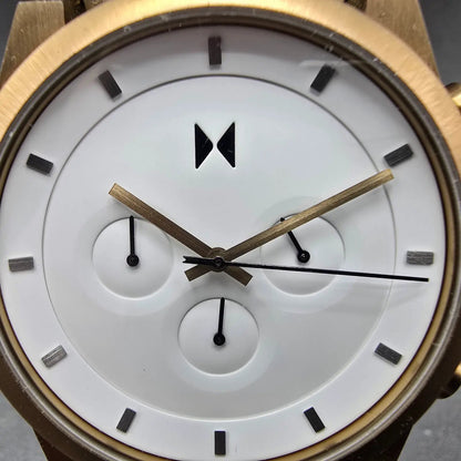 MMVMT Element Chrono Watch Men 44mm White Dial Rose Gold Round New Battery1