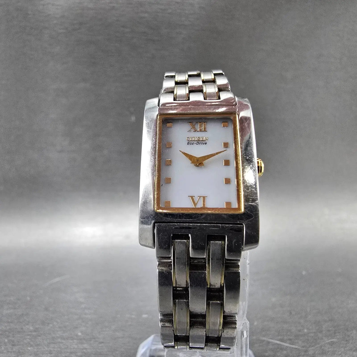 Citizen Eco-Drive Tank Watch Women 18mm White Dial Two Tone B023-S003971 Runs5