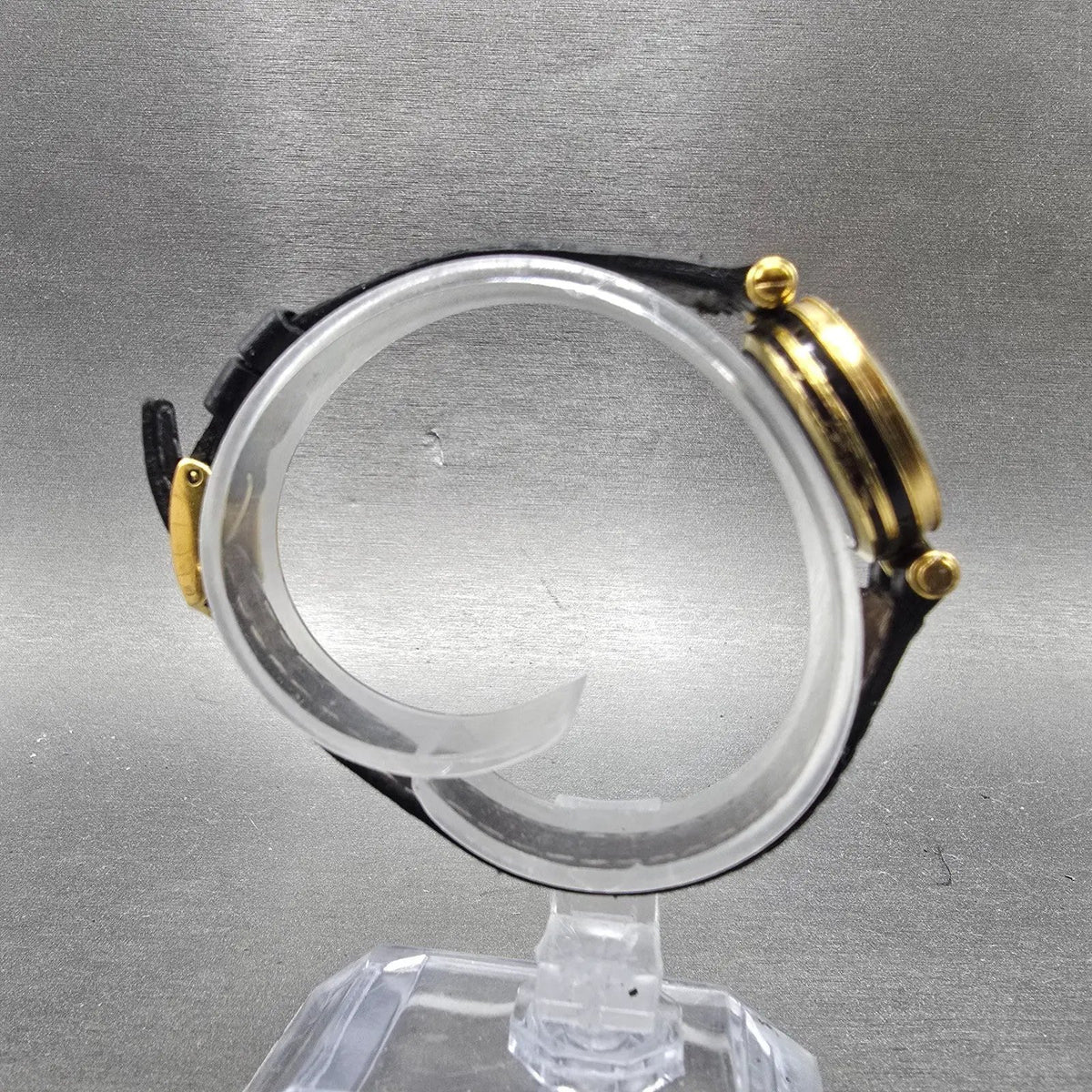 Gucci 2000L Watch Women 22mm Black Dial Gold Plated Round New Battery VTG SW8
