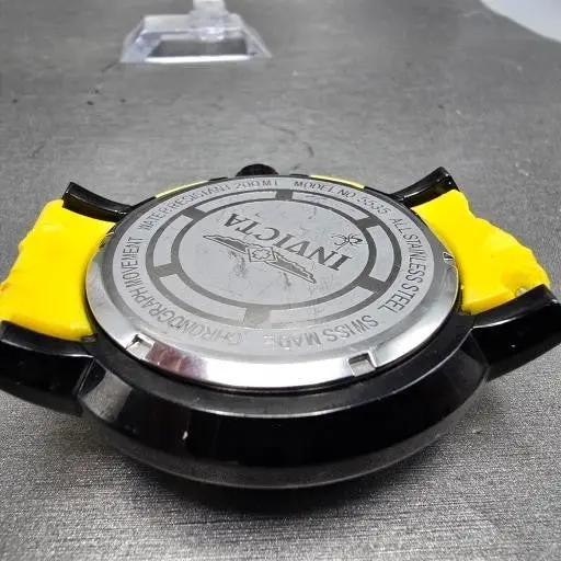 Invicta Chronograph Watch Men 55mm Yellow Dial Black Tone Date 5535 New Battery12