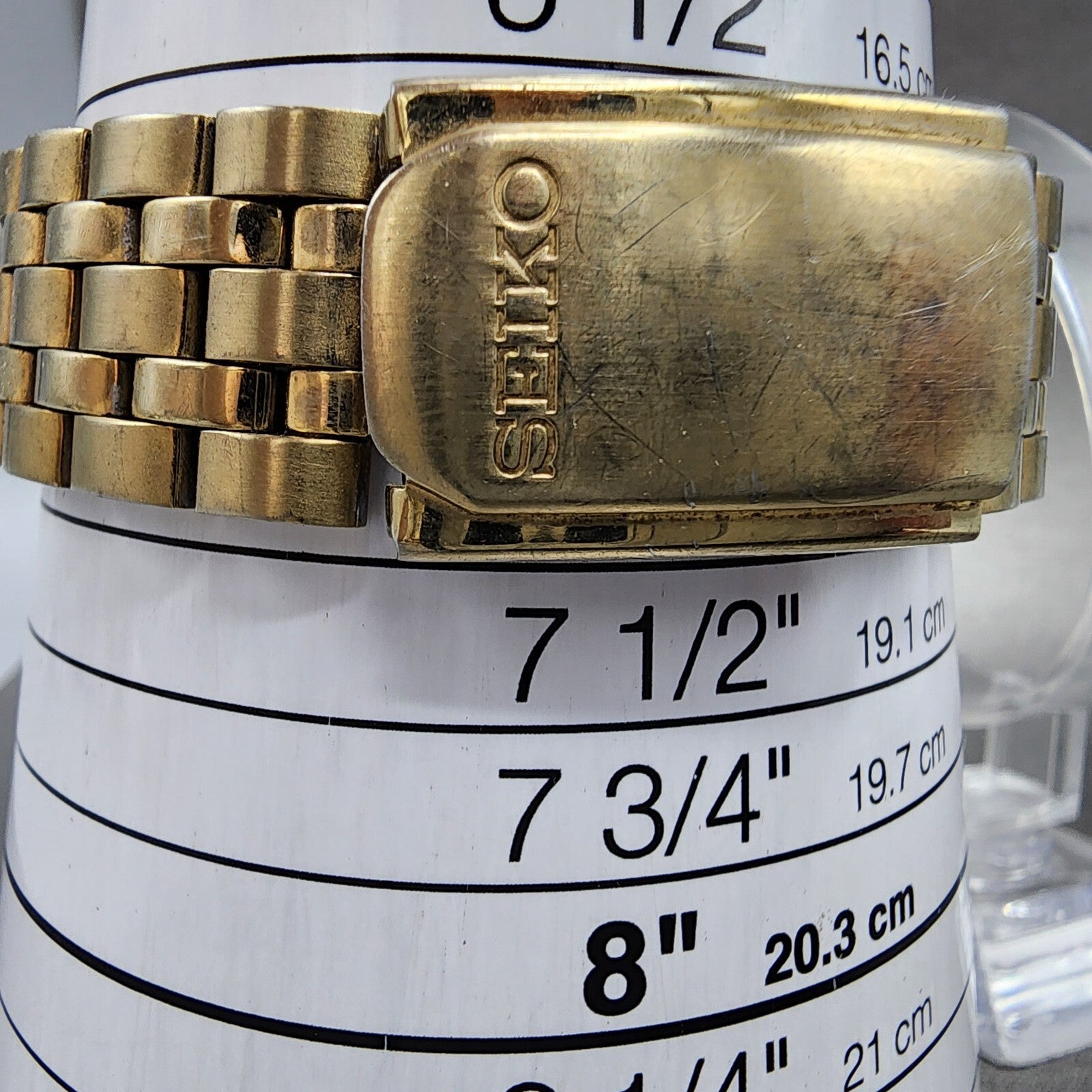 Seiko Watch Men 37mm Gold Dial Gold Tone Daydate Round 7n430am0 New Battery10