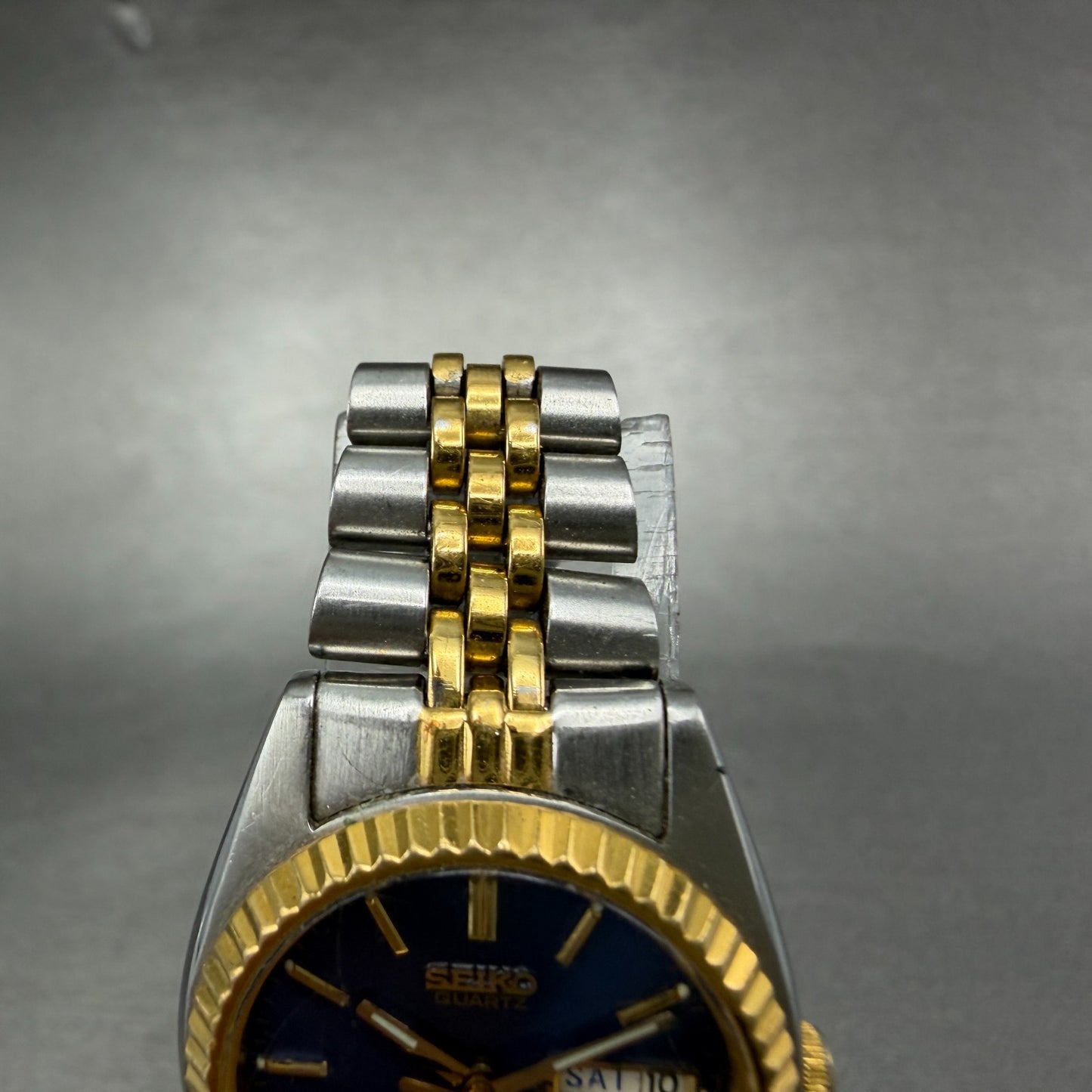 Seiko Watch Women 24mm Blue Dial Two Tone Daydate Round 7N83-0041 New Batt4