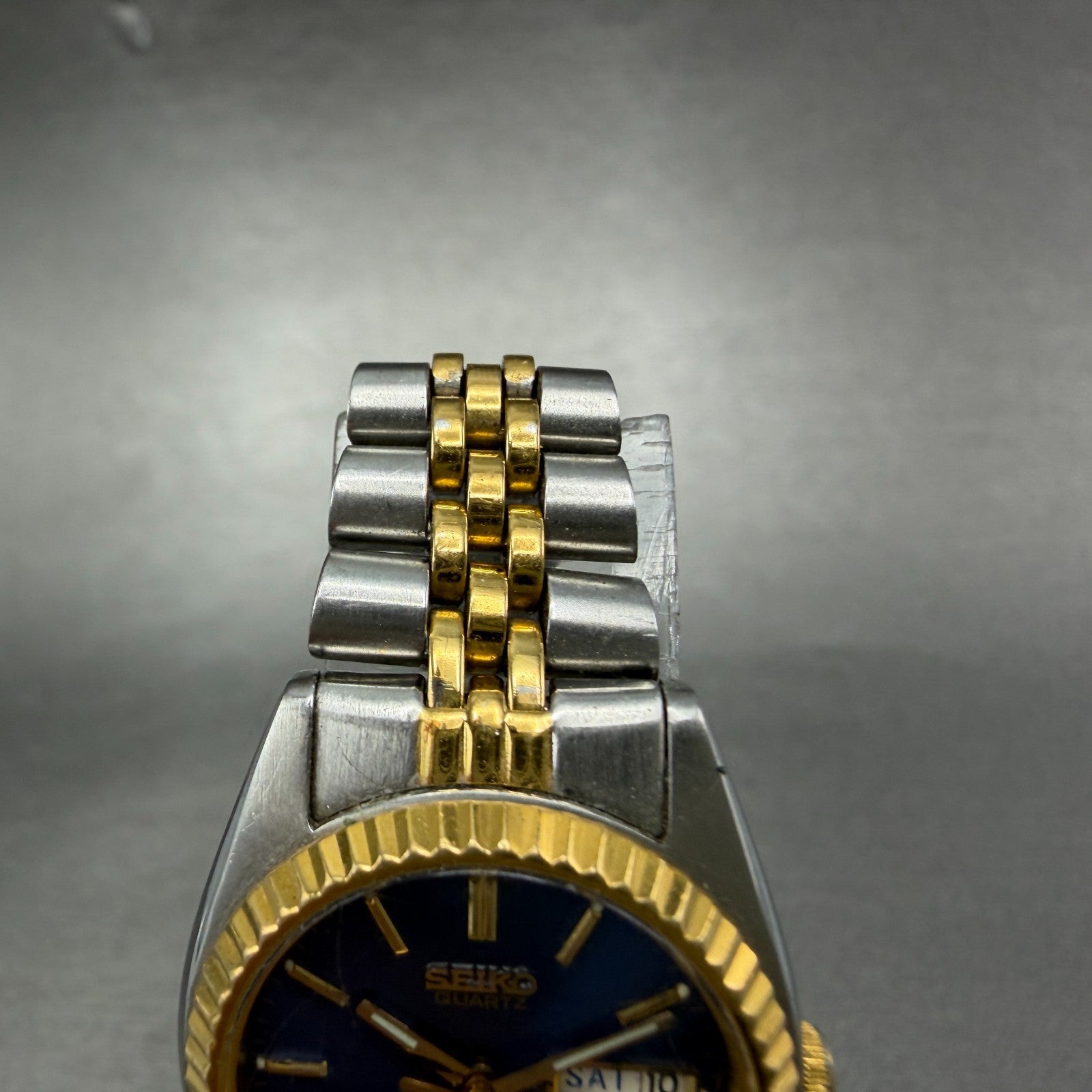 Seiko Watch Women 24mm Blue Dial Two Tone Daydate Round 7N83-0041 New Batt4