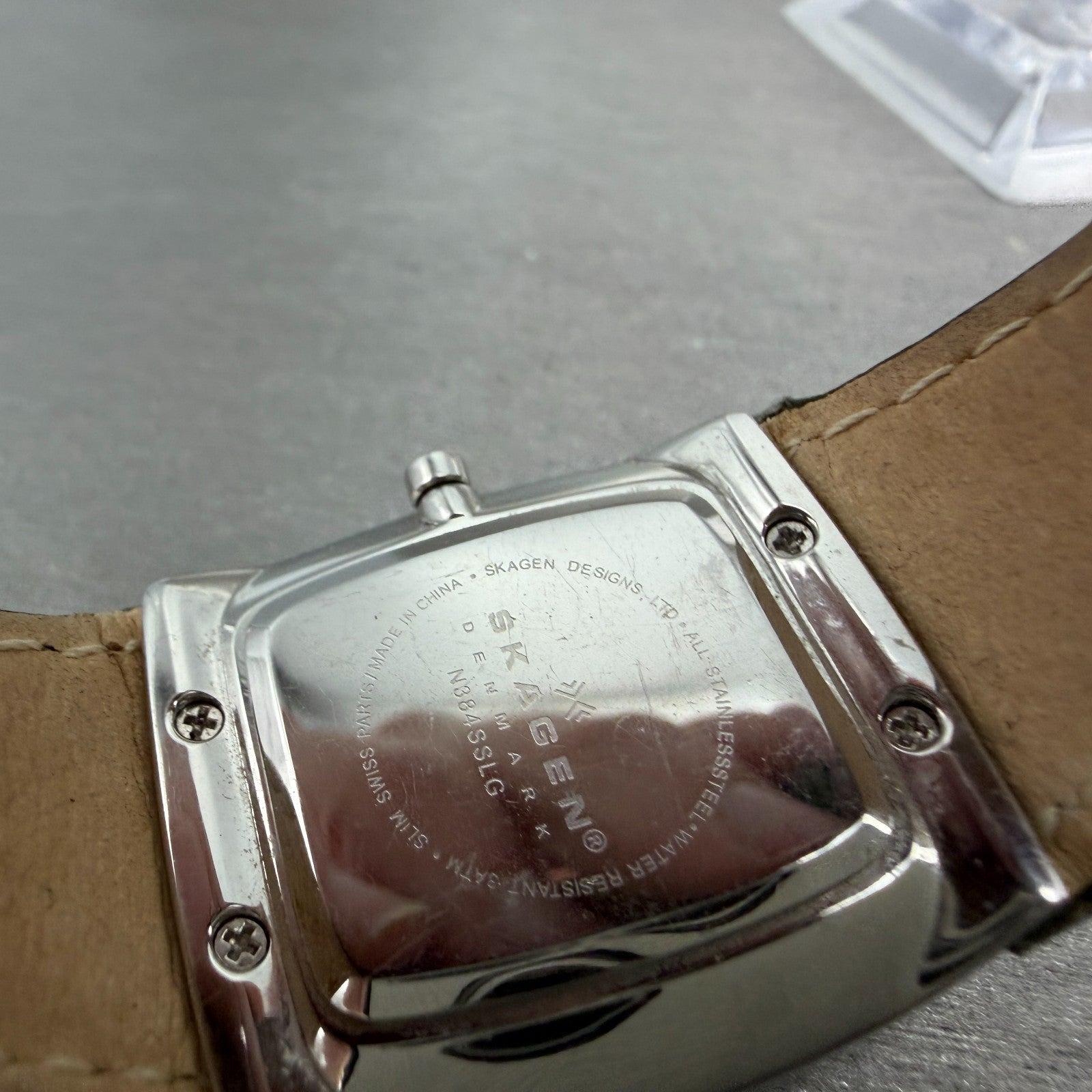 Skagen Tank Watch Women 27mm MOP Dial Steel Rectangle N384SSLG New Battery9