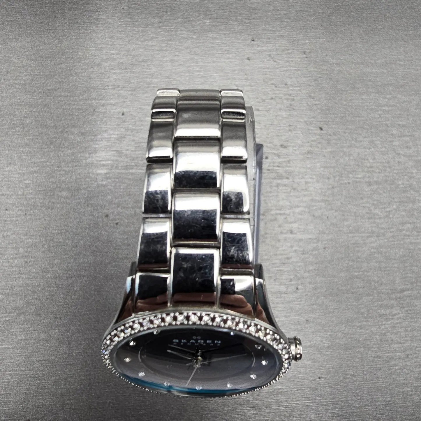 Skagen Watch Women 30mm Black Dial Silver Tone Gemmed 347SSXB New Battery4