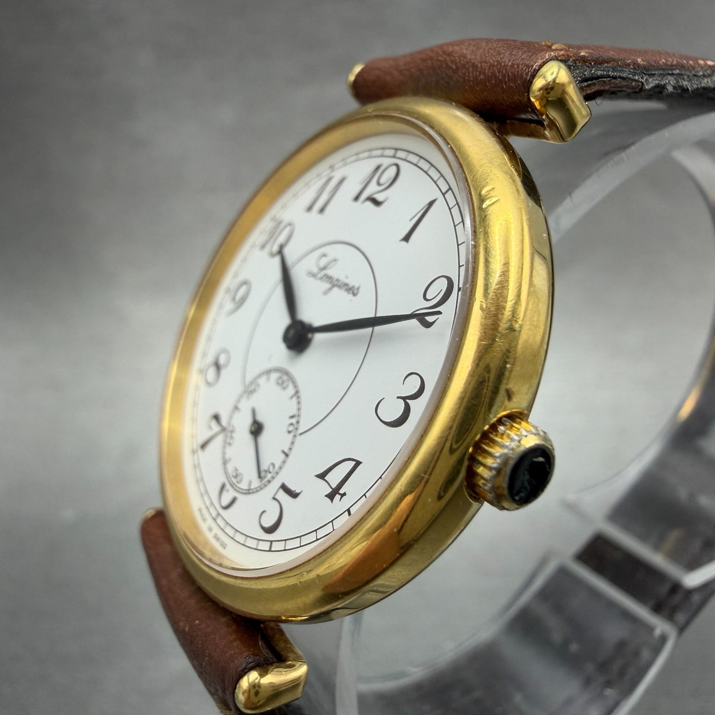 Longines Watch Men 32mm White Dial Gold Tone Small Seconds Manual Wind 3207 8462