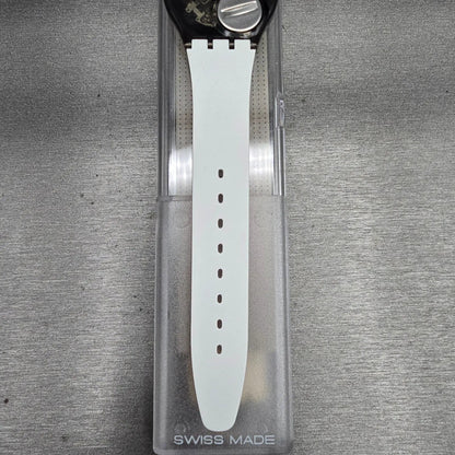 Swatch Le Poème Watch Men 34mm Silver Dial Black Case GM123 New Battery NOS10