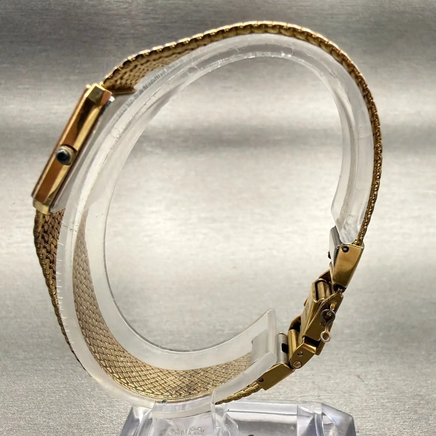Seiko Exceline Watch Women 14mm Gold Dial Gold Tone Rectangle 8420-6540 New Batt6