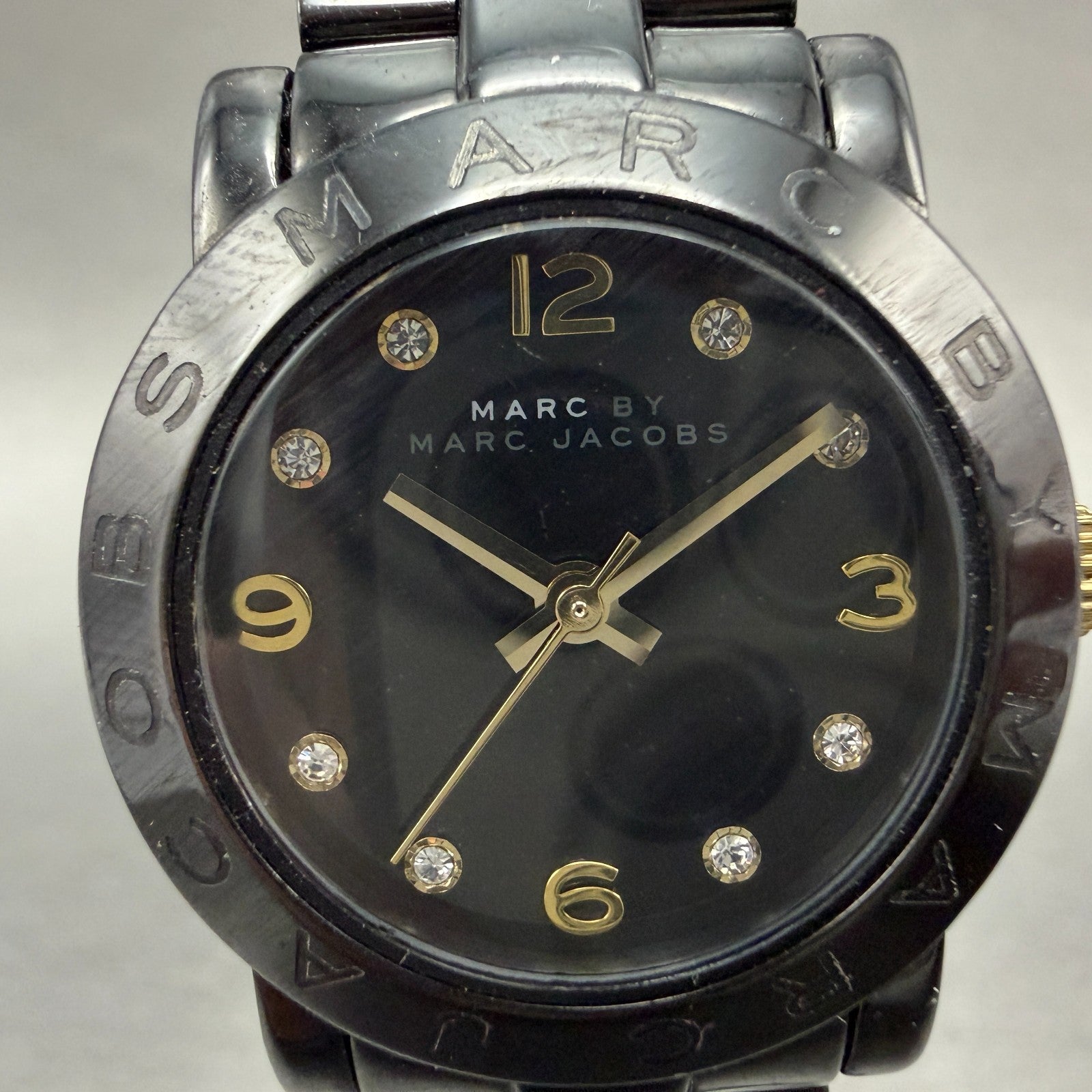 Marc By Marc Jacobs Amy Watch Women 26mm Black Dial Black Tone MBM8593 New Batt1