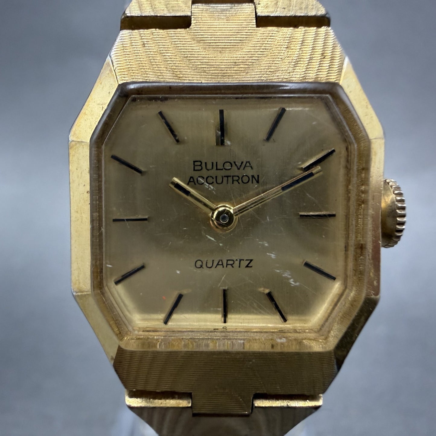 Bulova Accutron Watch Women 20mm Gold Dial Gold Tone Octagon PARTS VTG2