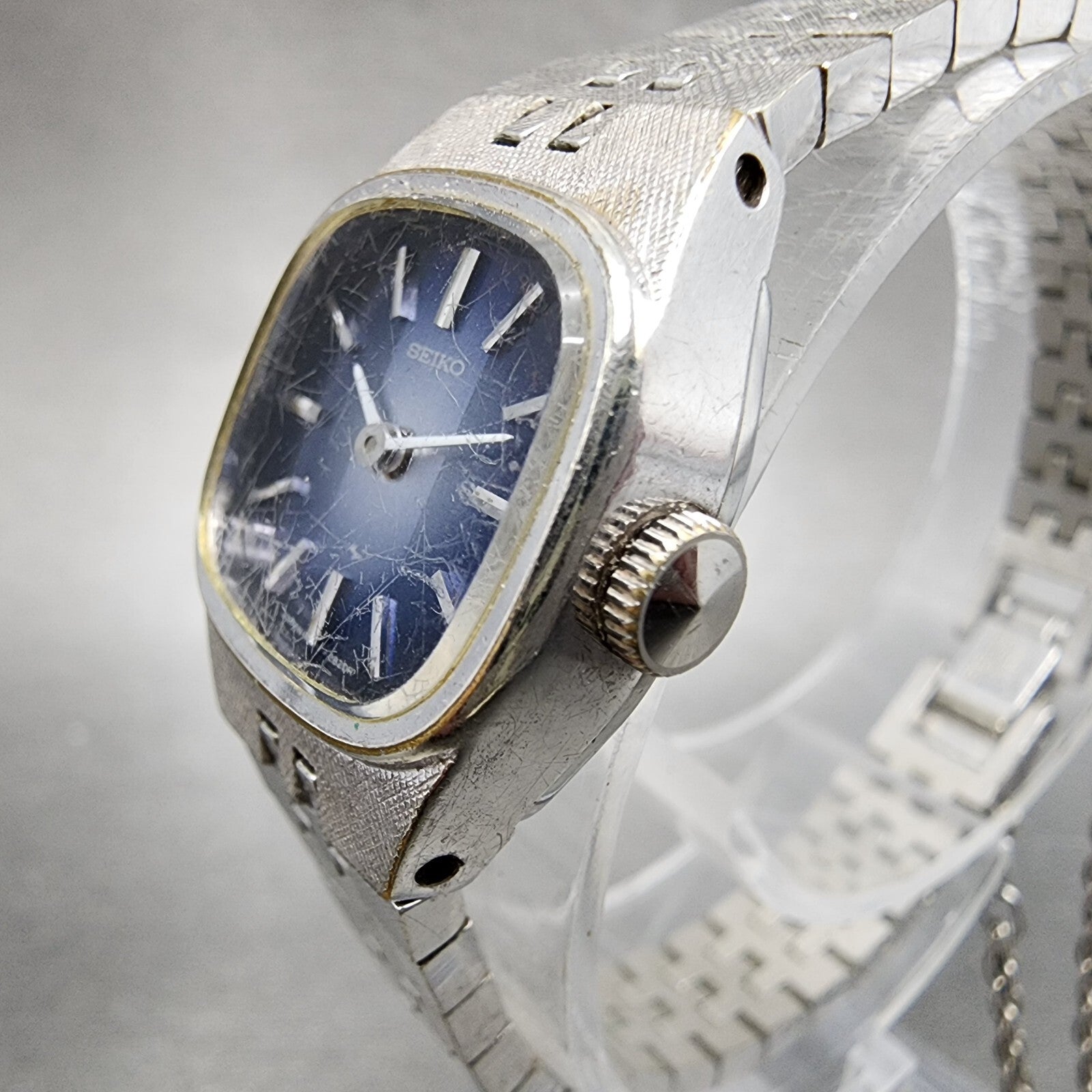VTG Seiko Watch Women 19mm Blue Dial Gold plated Manual Wind 113940 Runs2