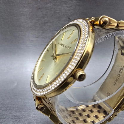 Michael Kors Darci Watch Women 39mm Champagne Dial Gold Tone MK-3191 New Batt MQ2