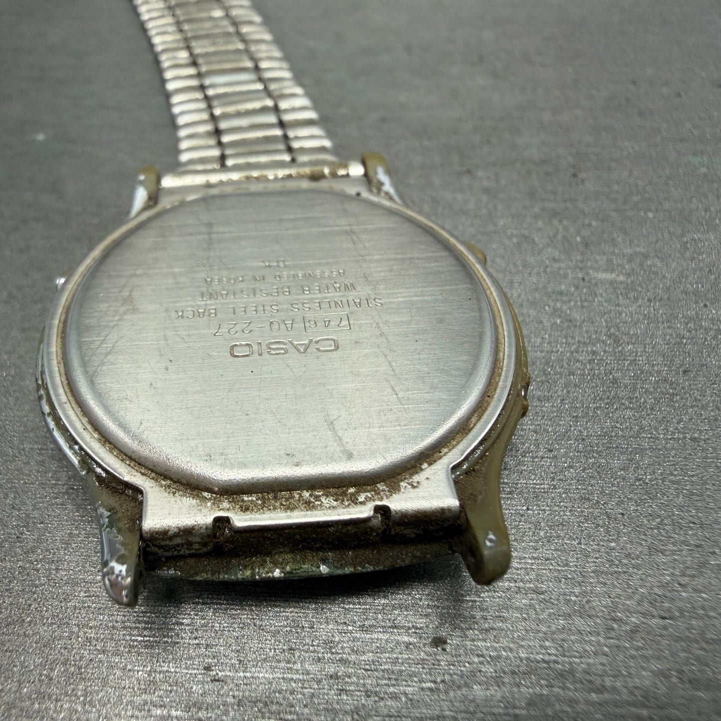 Casio AQ-227 Watch Unisex 35mm White Dial Silver Tone Analog Digital PARTS12