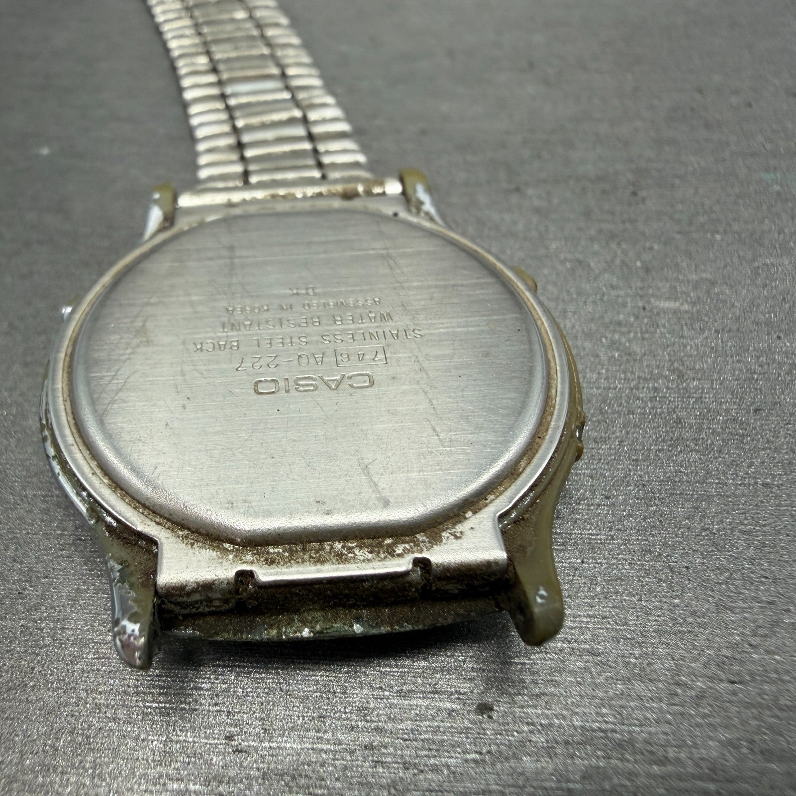 Casio AQ-227 Watch Unisex 35mm White Dial Silver Tone Analog Digital PARTS12
