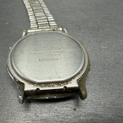 Casio AQ-227 Watch Unisex 35mm White Dial Silver Tone Analog Digital PARTS12
